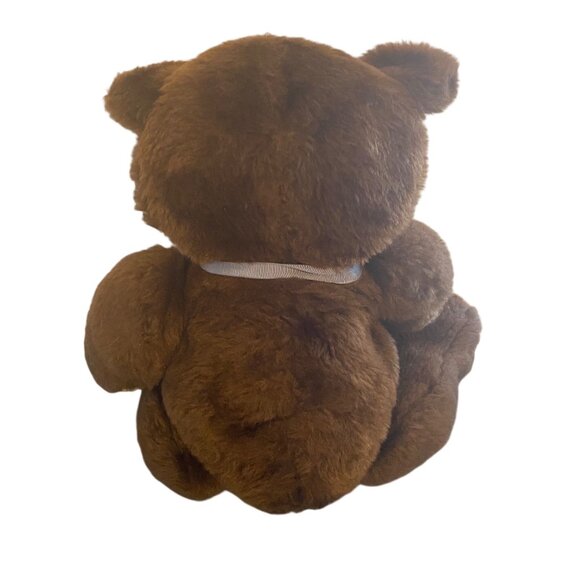 Vtg Dakin 1973 Dark Brown Teddy Bear Plush With Ribbon 17" Jointed Legs NO TAGS - Picture 3 of 4